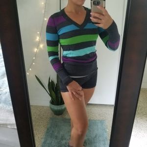 Striped V Neck Sweater